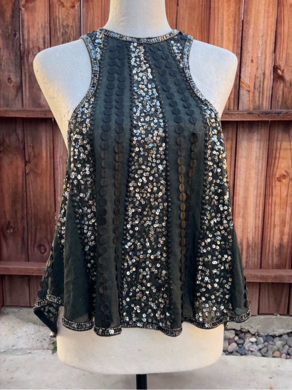 Pins & Needles Boho Glam Sequin Halter Top Size S